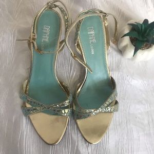 Metallic Teal-Accent Heels